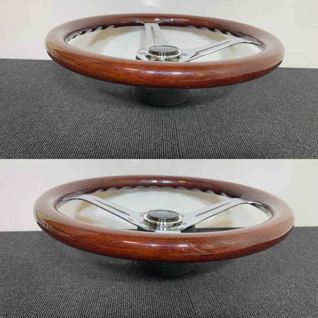 エムズスピード ウッドステアリング ホーンボタン付 メッキ輝き良好 希少