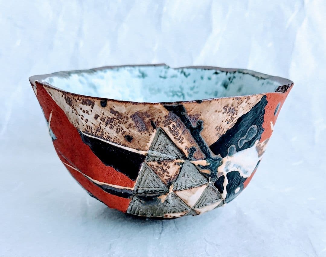 彩文茶碗 (熊本義孝 作) 未使用 新品同様