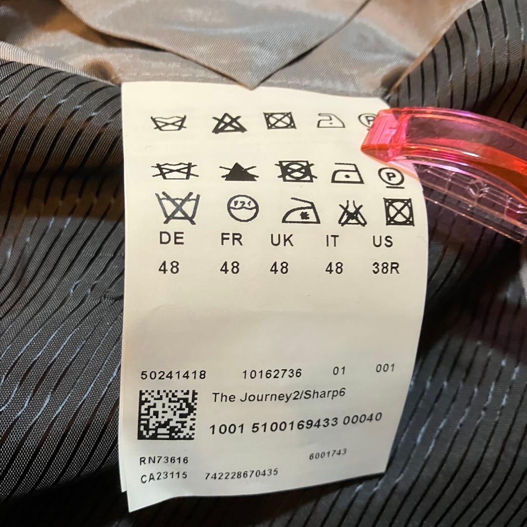 HUGO BOSS ボス黒縞柄ビジネススーツ48サイズ2B(送料込み)タグ付き