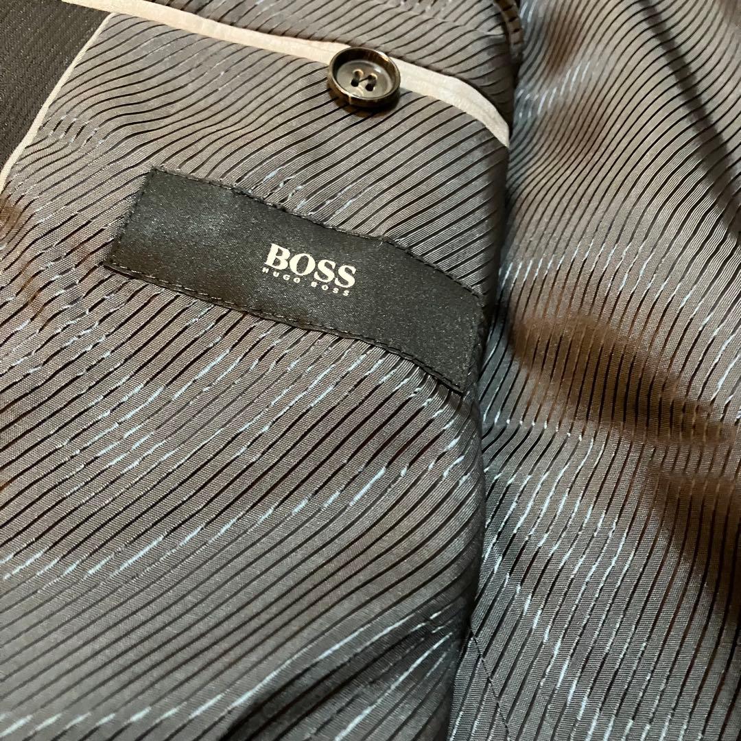 HUGO BOSS ボス黒縞柄ビジネススーツ48サイズ2B(送料込み)タグ付き