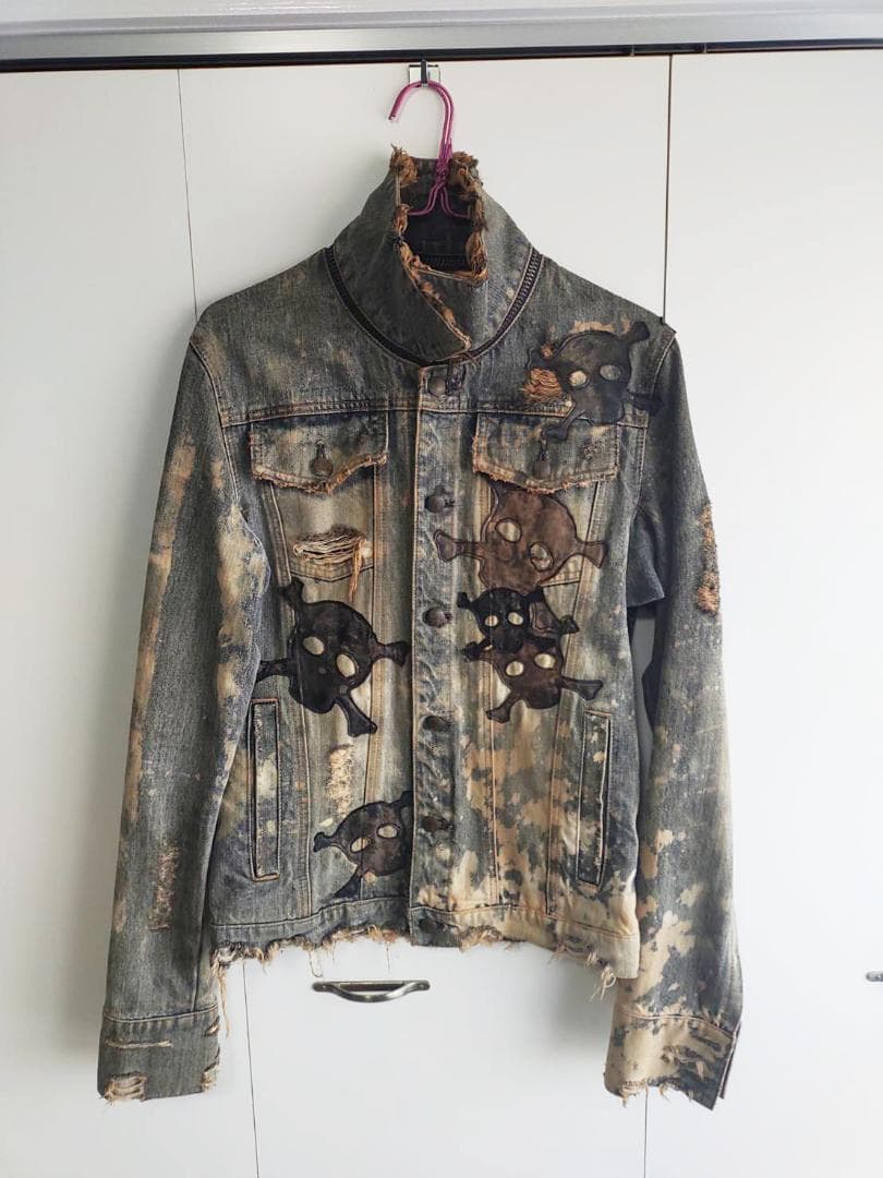 【LGB】 スカル ダメージ デニム ジャケット【メンズ】【Mサイズ】