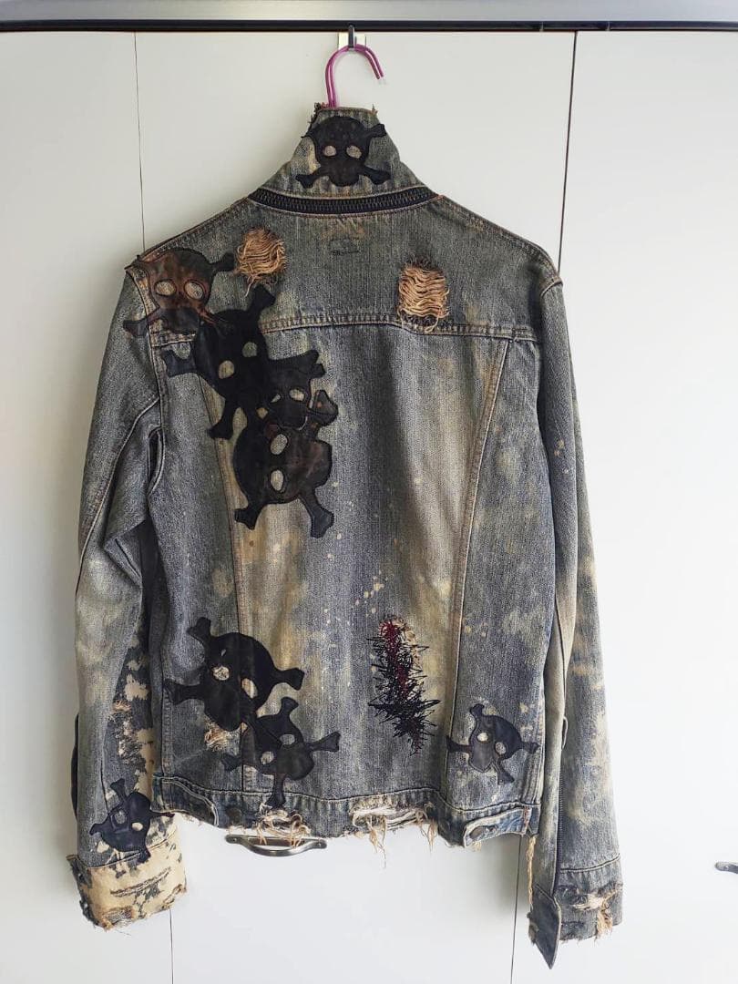 【LGB】 スカル ダメージ デニム ジャケット【メンズ】【Mサイズ】
