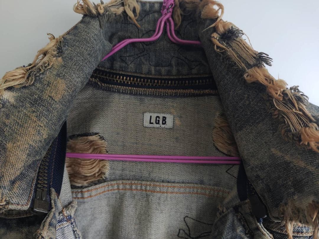 【LGB】 スカル ダメージ デニム ジャケット【メンズ】【Mサイズ】