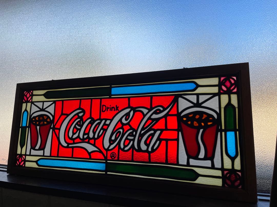 超レア　美品　コカコーラ　ステンドグラス大きな壁飾り　80㎝×33.5㎝