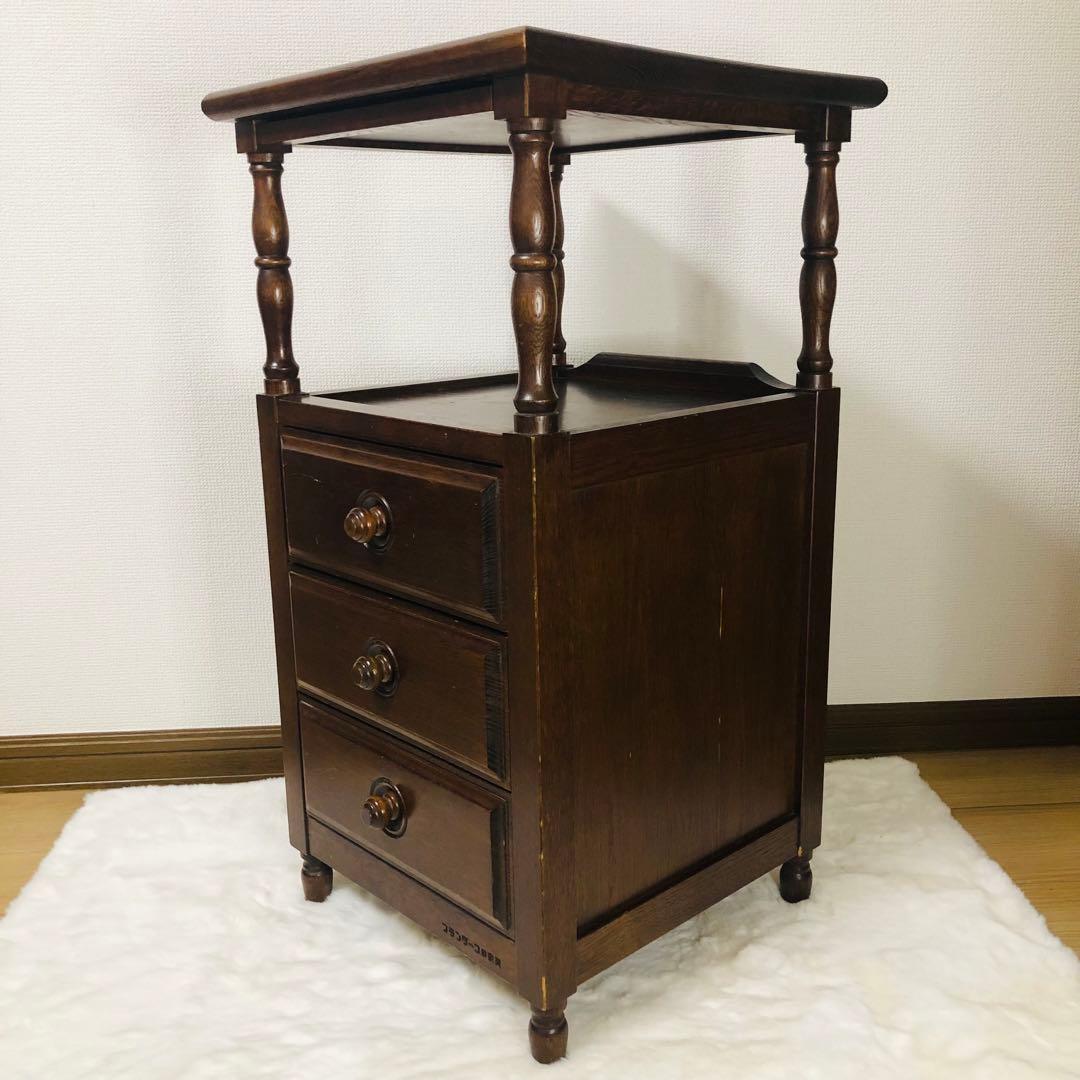 北海道高級民芸家具 古箪電話台　昭和レトロ