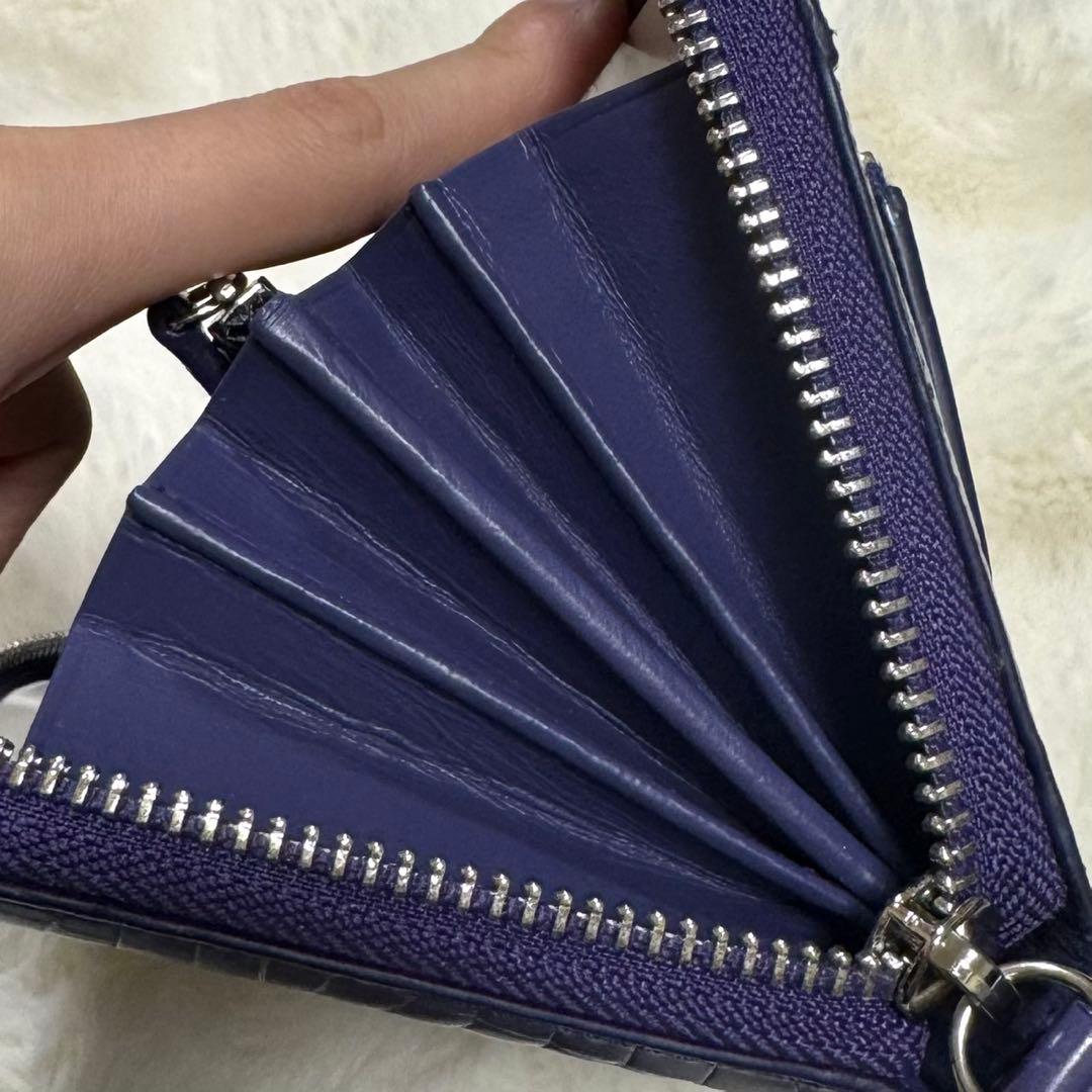 リアルクロコダイルレザー長財布　パープル　シャイニング　光沢　鰐革　ワニ　紫色