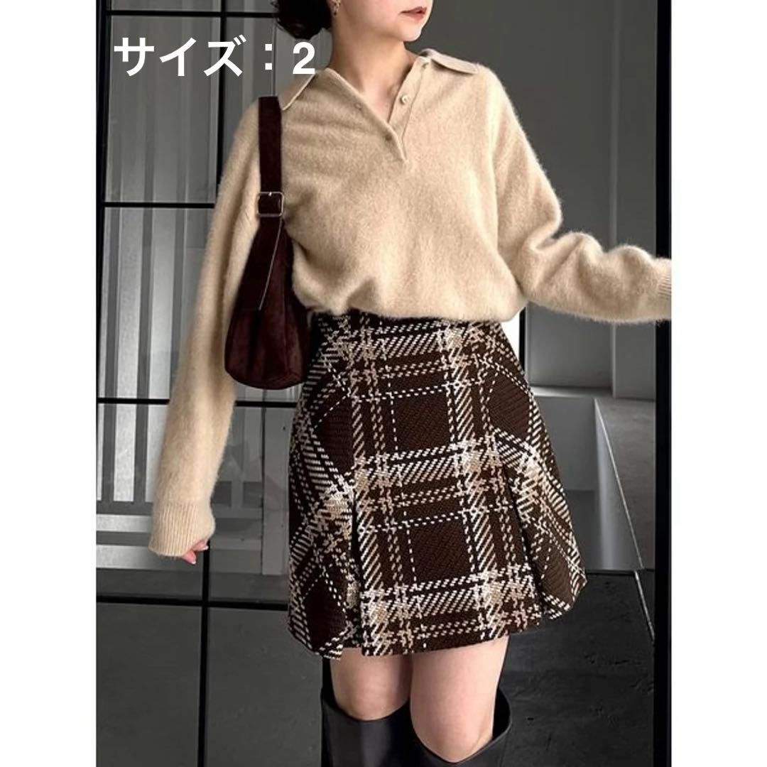 【SNIDEL】Sustainable ロービングチェックミニスカート ブラウン