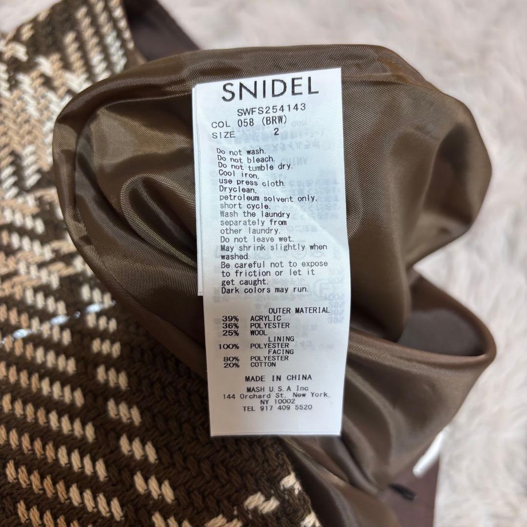 【SNIDEL】Sustainable ロービングチェックミニスカート ブラウン