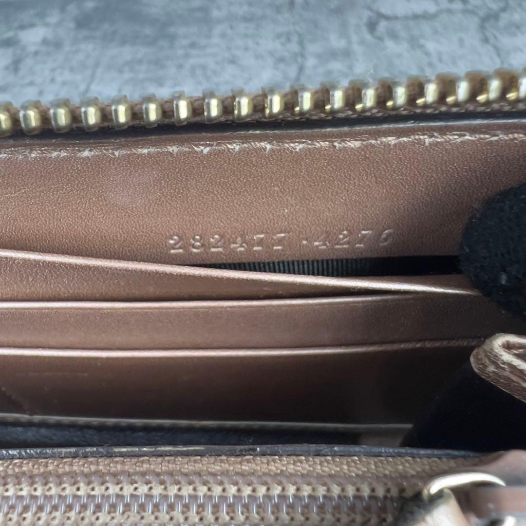 GUCCI ラブリーハート チャーム GG柄 ラウンド長財布 ピンク レザー