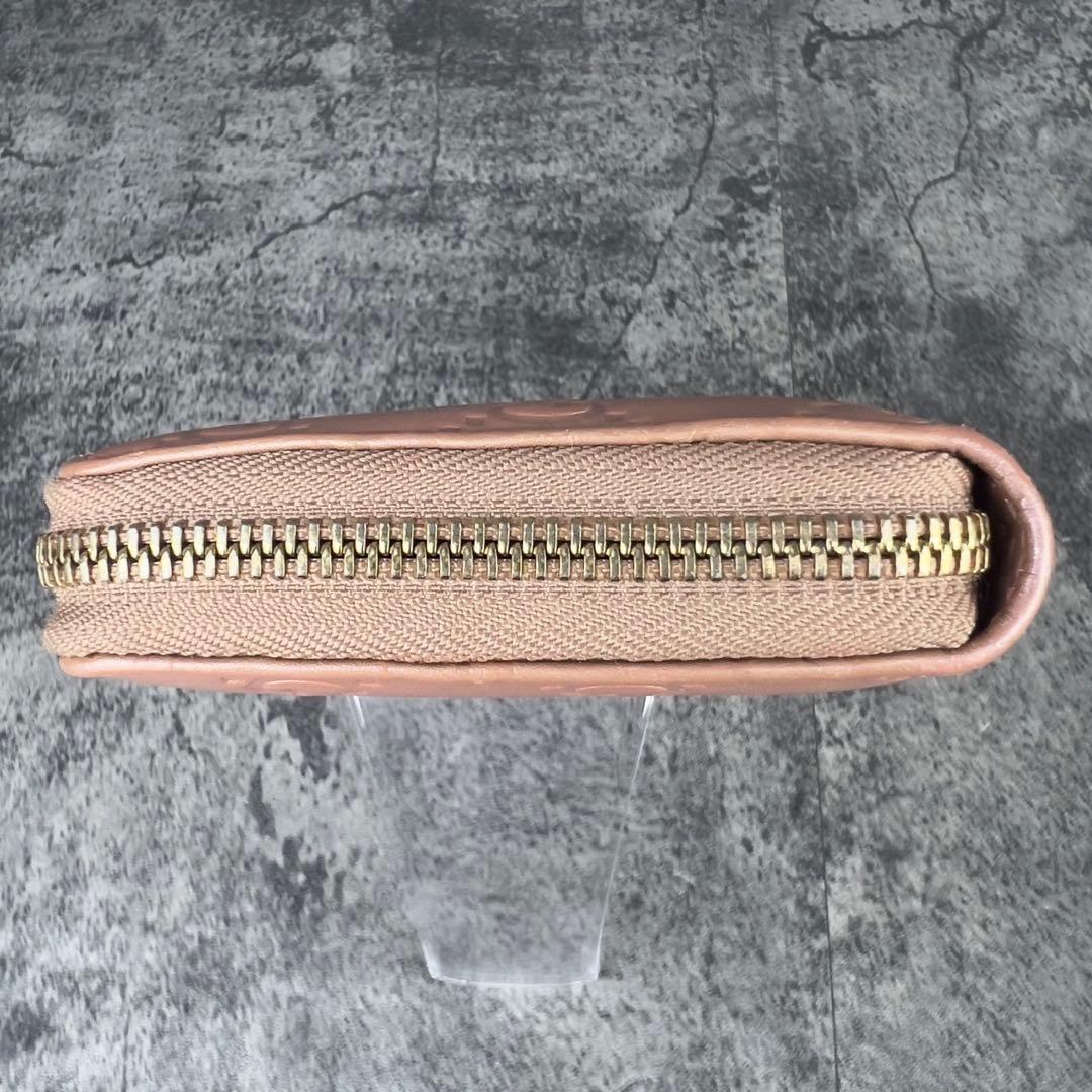 GUCCI ラブリーハート チャーム GG柄 ラウンド長財布 ピンク レザー