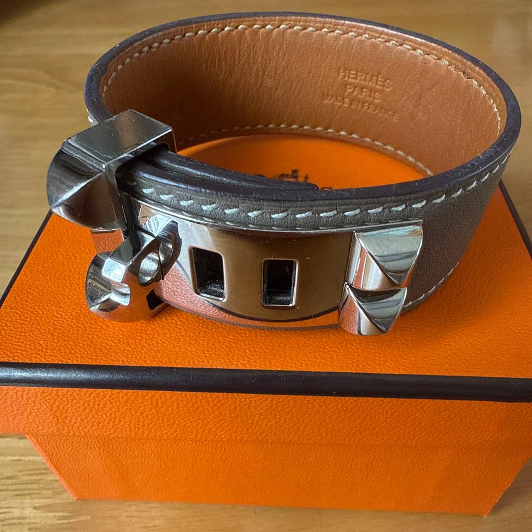 【Lily】HERMES コリエドシアン バングル D刻 エトゥープ