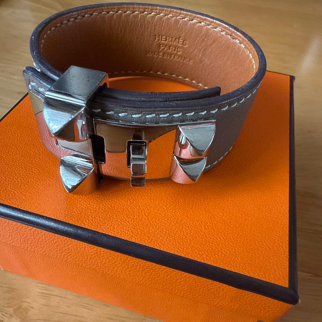 【Lily】HERMES コリエドシアン バングル D刻 エトゥープ