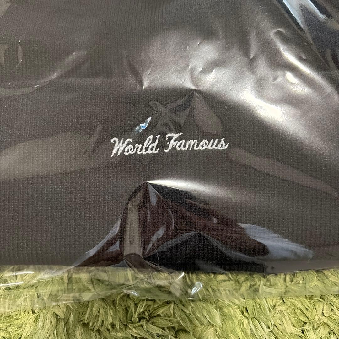 Supreme ニット帽 黒 World Famous刺繍