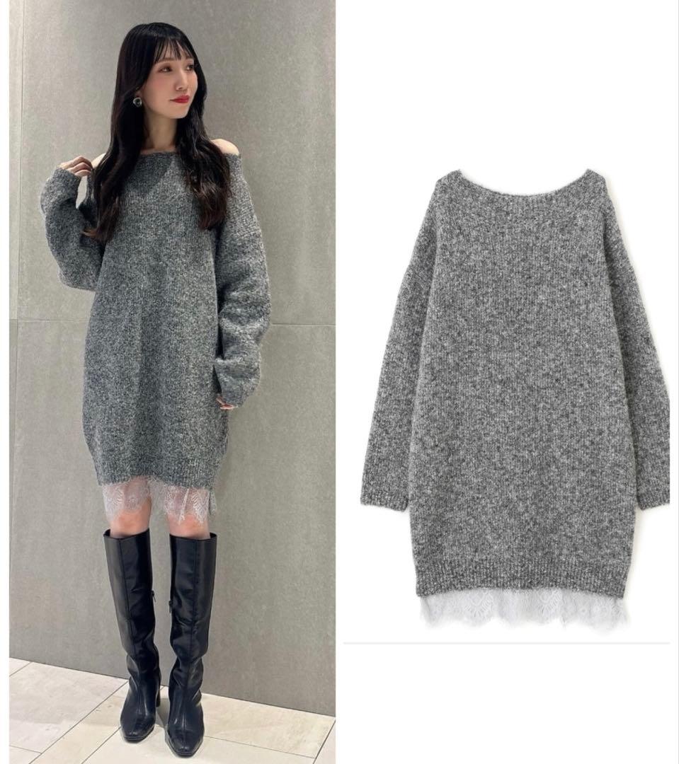 ルナ。プロポーションボディドレッシング　ニットミニワンピース　PS