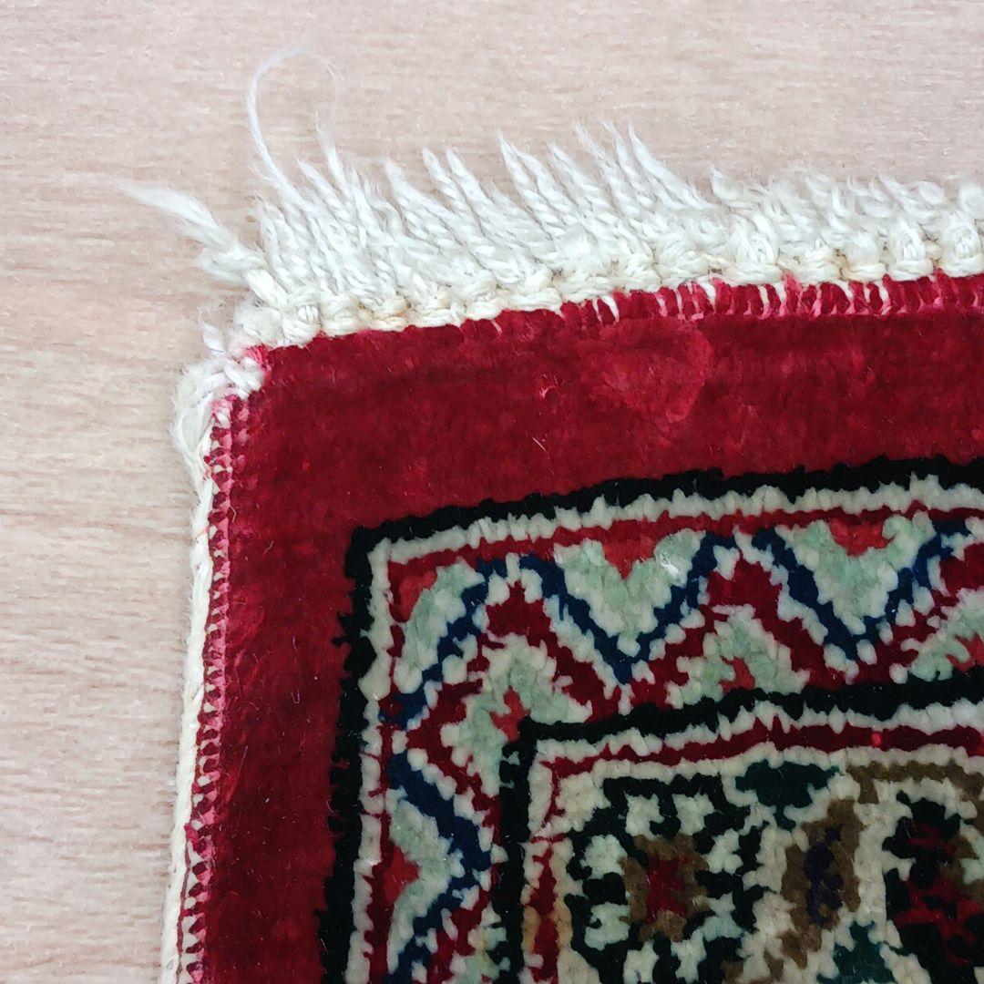 Y3261 高級ペルシャ絨毯 クム産 シルク100% 手織り 工房サイン