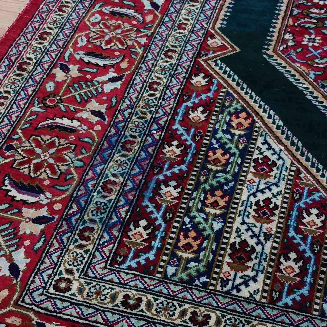 Y3261 高級ペルシャ絨毯 クム産 シルク100% 手織り 工房サイン