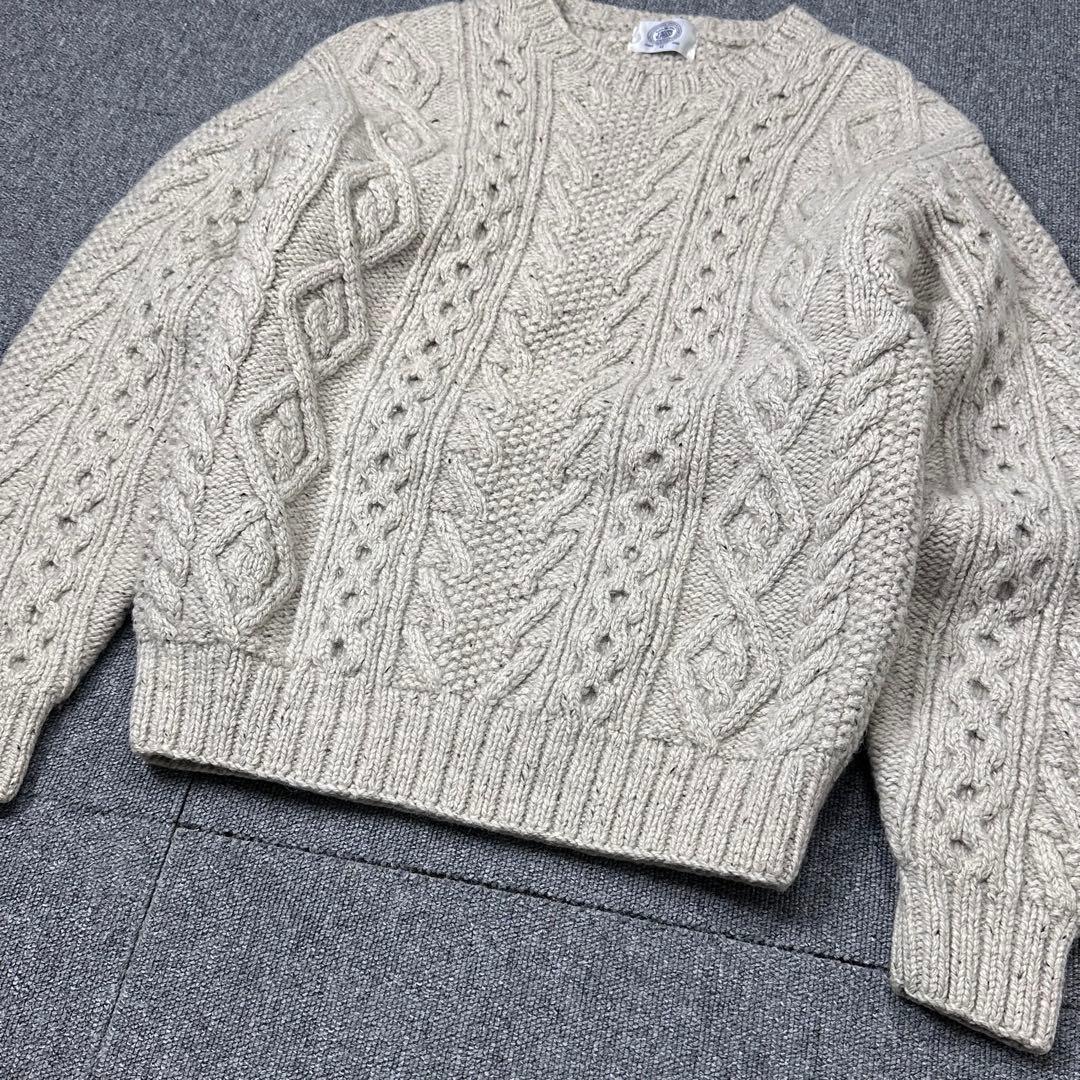 90s J.PRESS シルク混 ウール アランニットセーター ジェイプレス