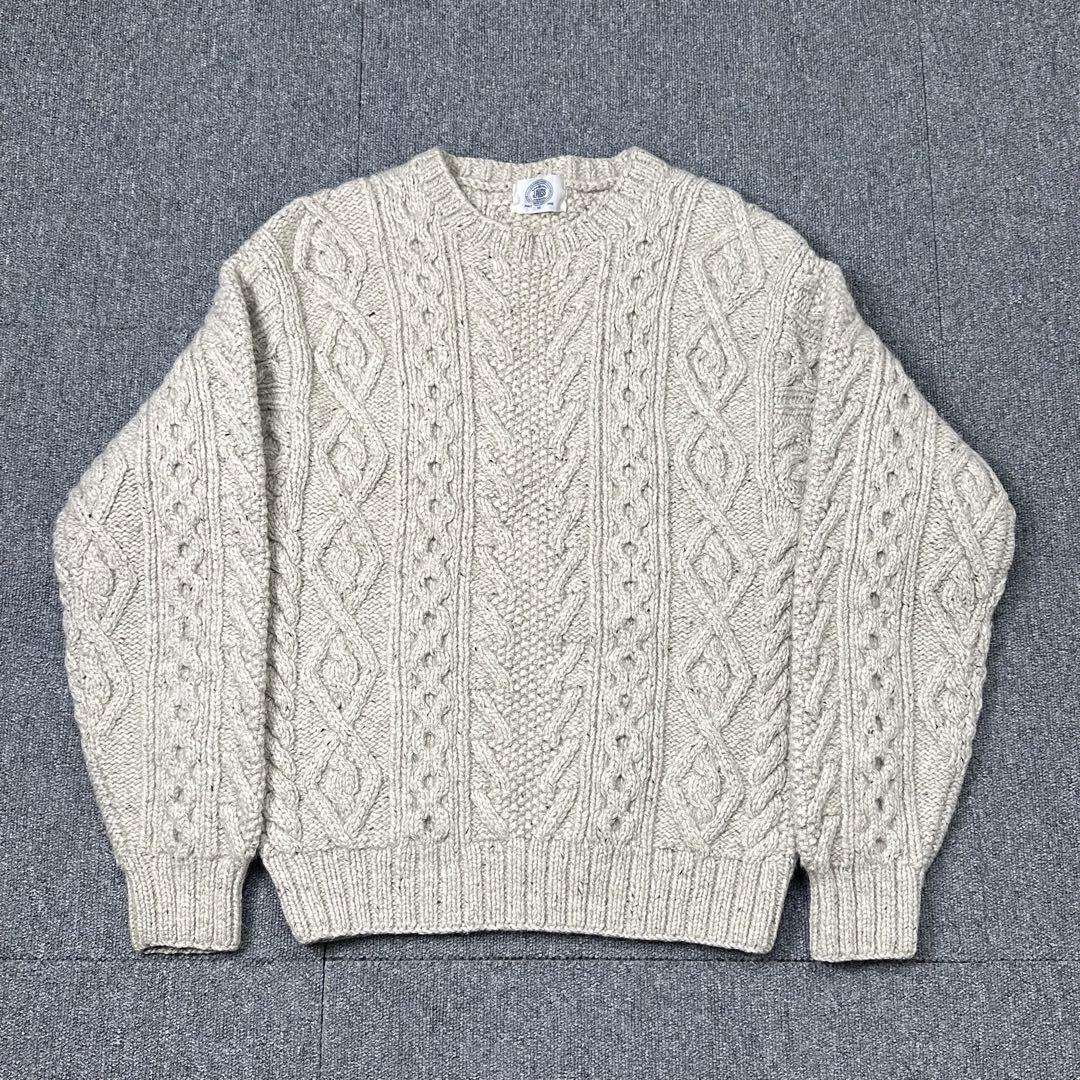 90s J.PRESS シルク混 ウール アランニットセーター ジェイプレス