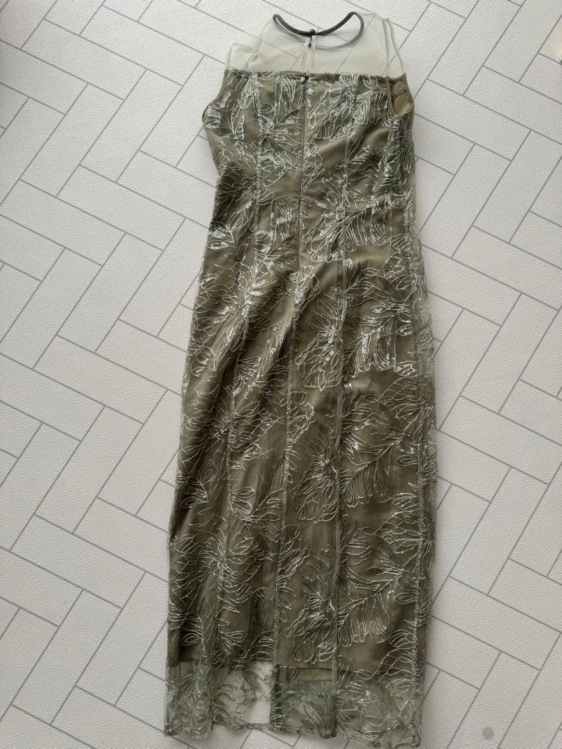 チュールオフショルダー花柄Iラインワンピースドレス結婚式パーティー二次会成人式