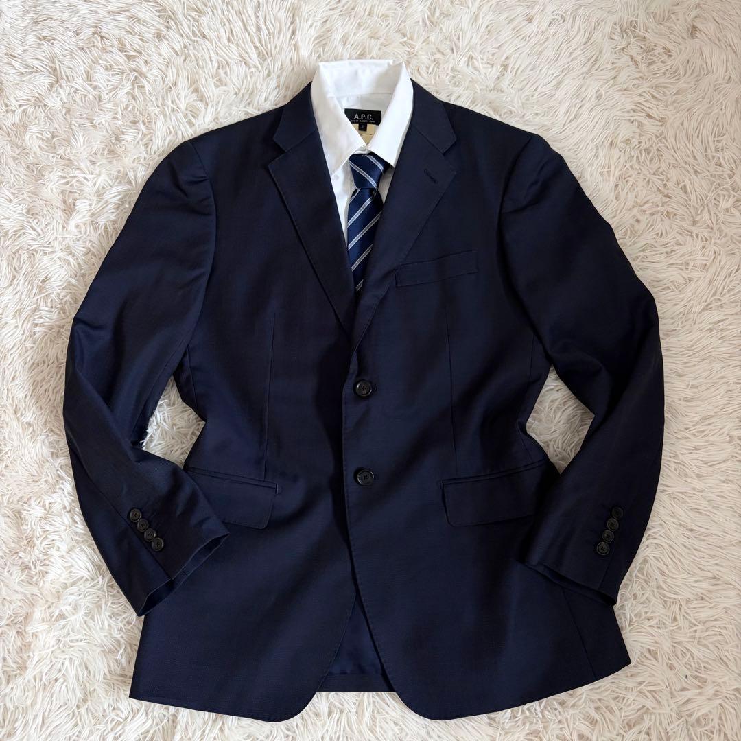 【美品】エルメネジルドゼニア スーツ セットアップ 2B ネイビー L 総裏