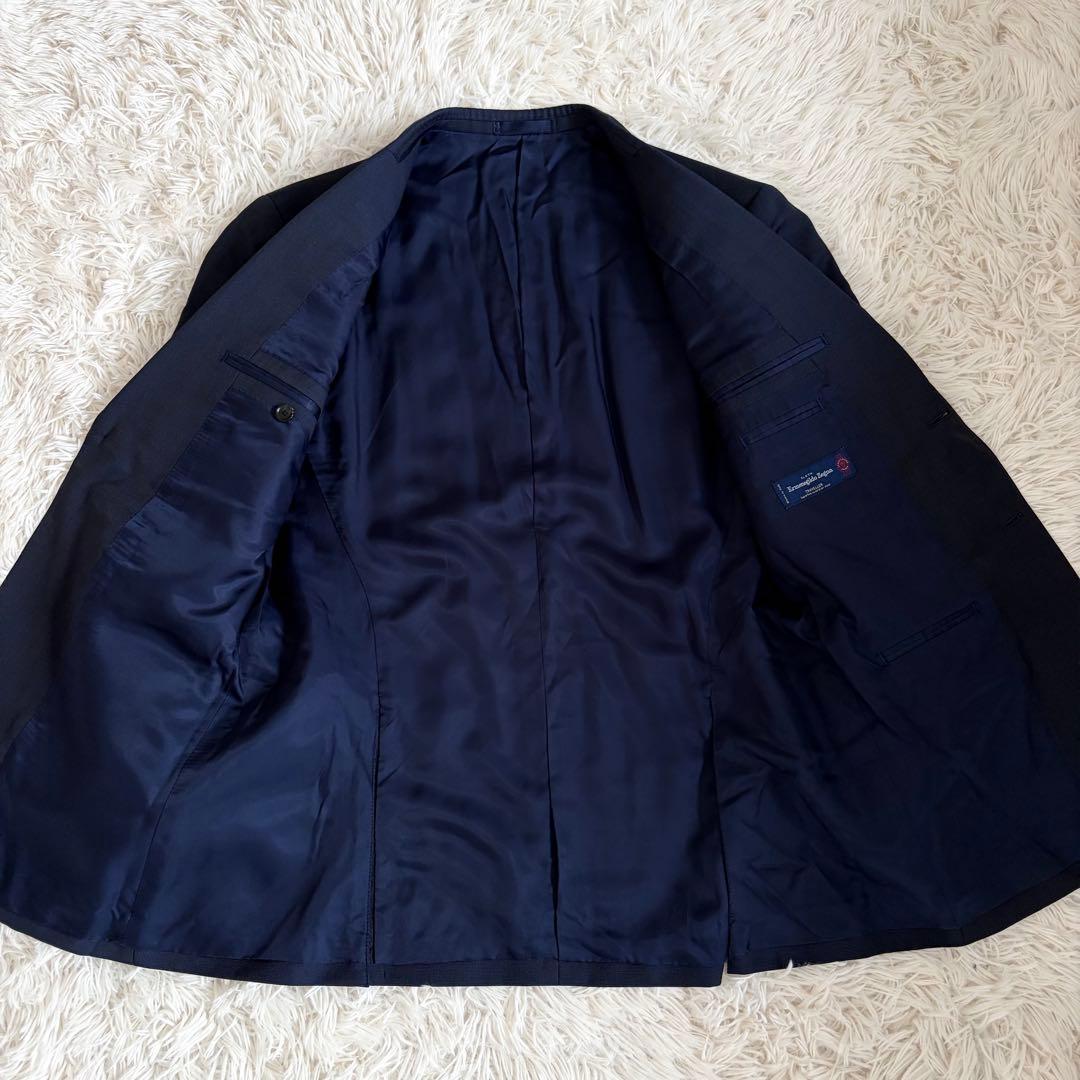 【美品】エルメネジルドゼニア スーツ セットアップ 2B ネイビー L 総裏