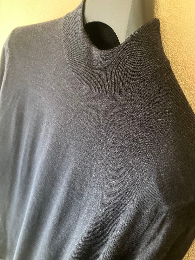 JOHN SMEDLEY メリノウール 30G モックネックニット ネイビー S