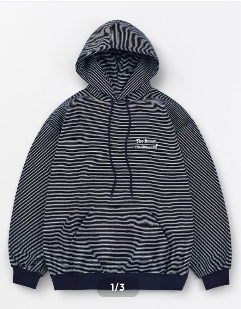 5*2様 ennoy エンノイBORDER HOODIE SWEAT (NAVY