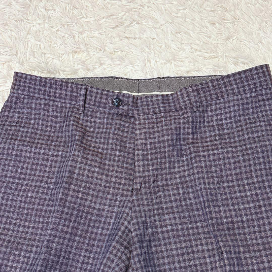 MANUEL RITS チェック柄 ビジネススーツ 50サイズ　ウール リネン