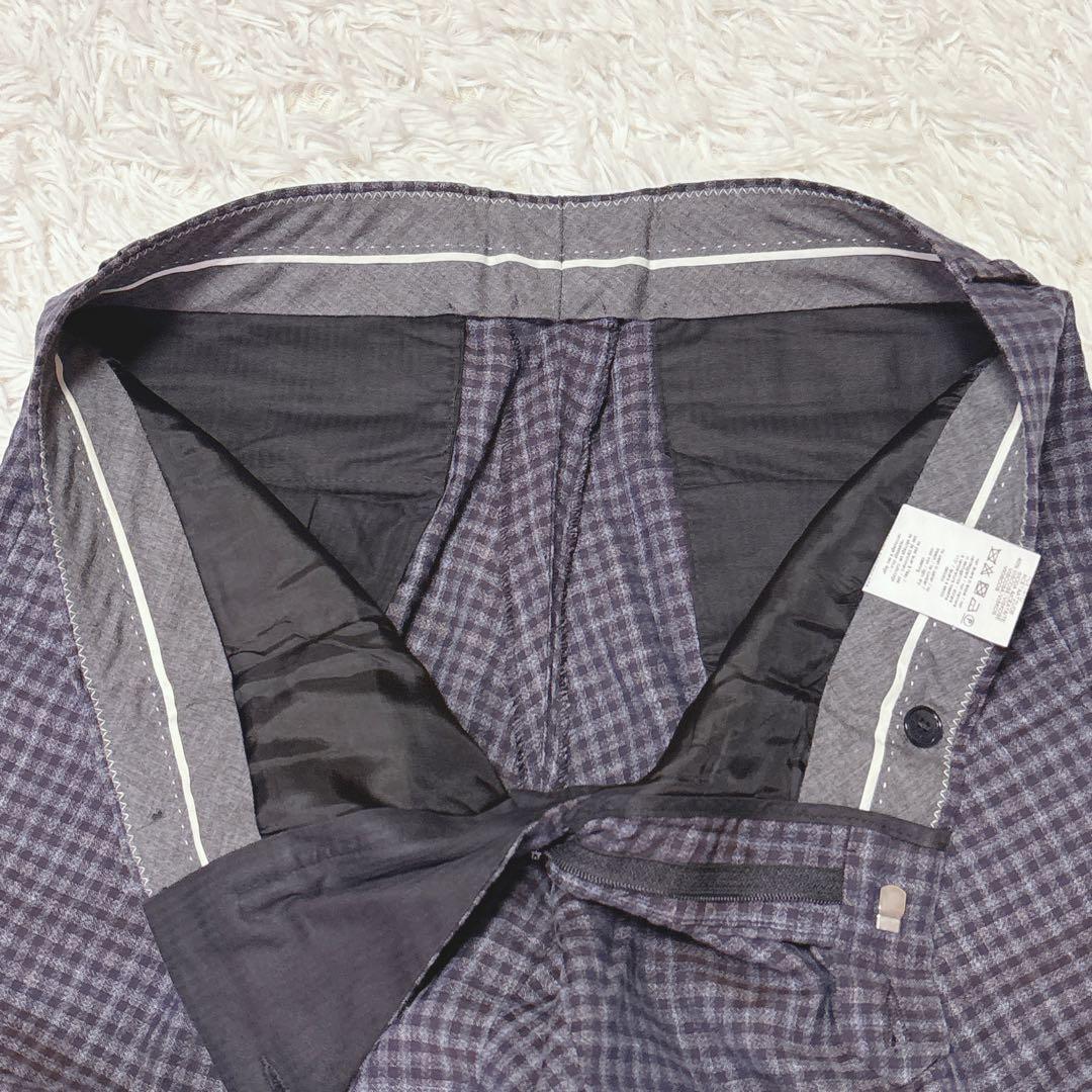 MANUEL RITS チェック柄 ビジネススーツ 50サイズ　ウール リネン