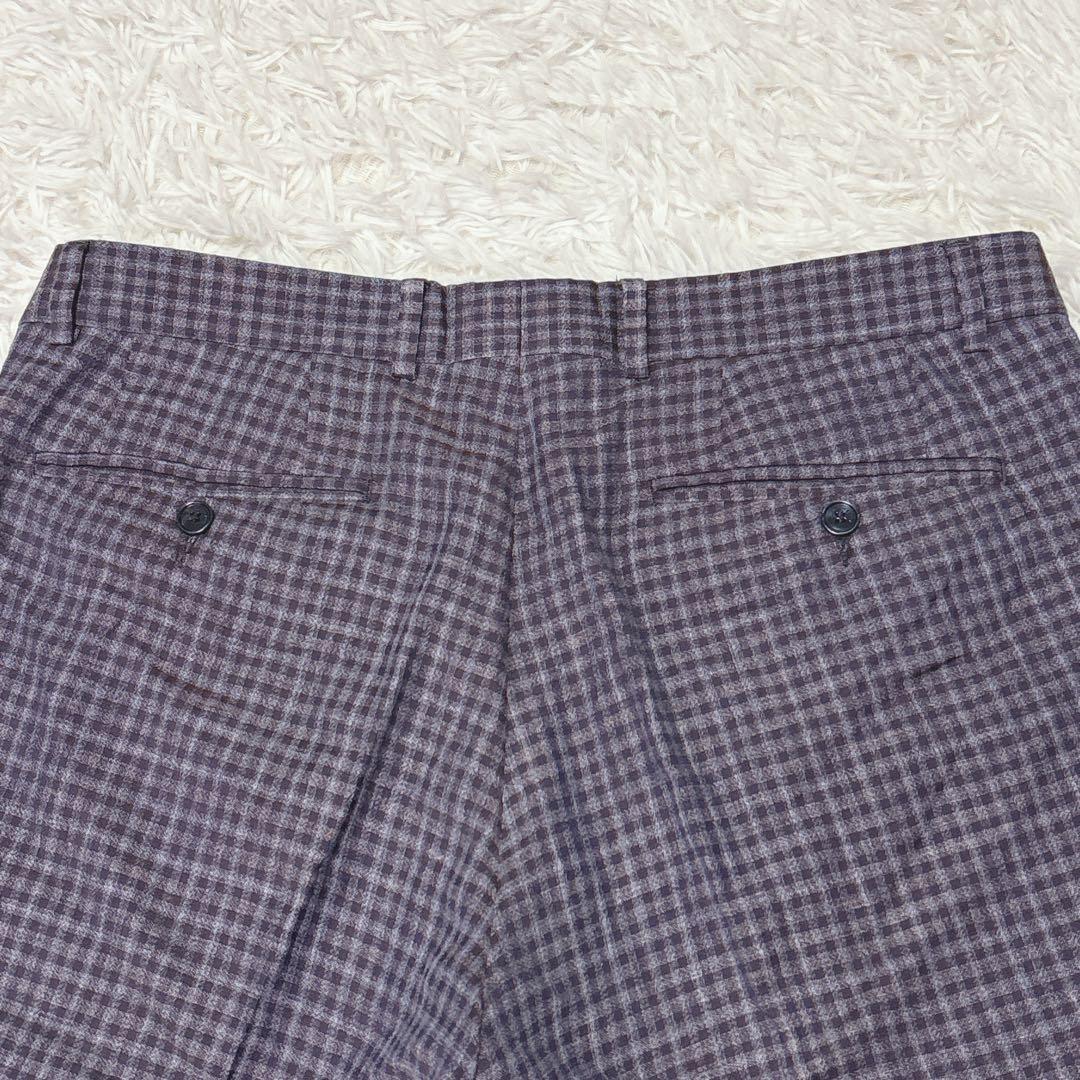 MANUEL RITS チェック柄 ビジネススーツ 50サイズ　ウール リネン