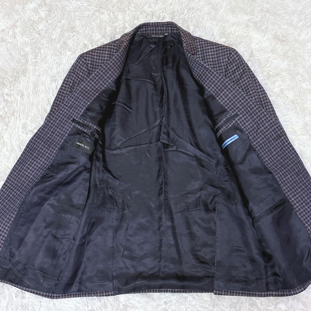 MANUEL RITS チェック柄 ビジネススーツ 50サイズ　ウール リネン