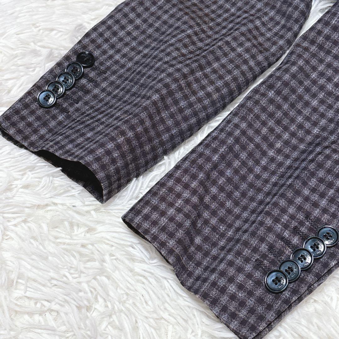 MANUEL RITS チェック柄 ビジネススーツ 50サイズ　ウール リネン