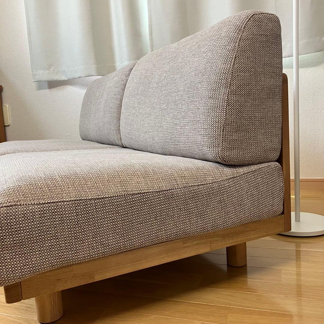 無印良品 ゆったり座れるアームレスソファ　２シーター　ポリエステル平織ベージュ