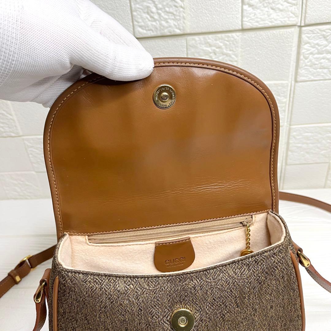 【希少性】✨極美品✨☘️GUCCI☘️✨ショルダーバッグ✨キャンバスレザー✨