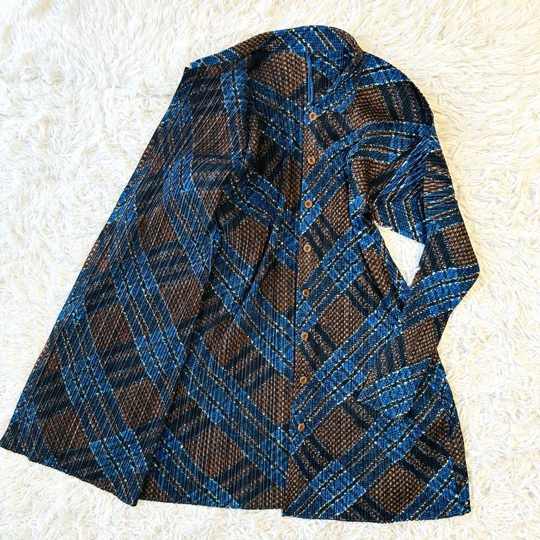 プリーツプリーズ ロングカーディガン バルーンスリーブ イッセイミヤケ