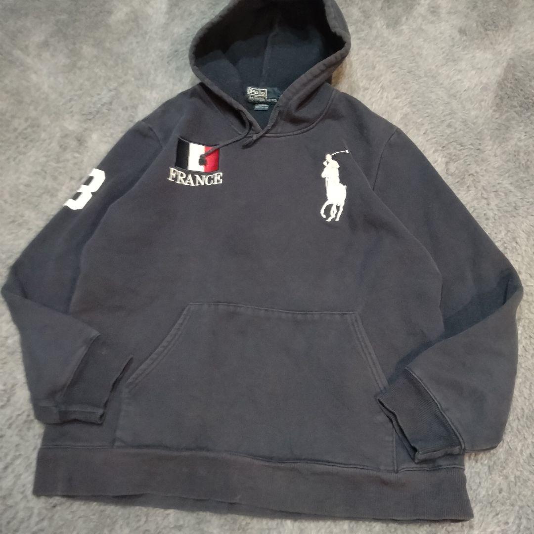 ラルフローレン パーカー ビッグポニー フランス 日本 国旗 刺繍 紺