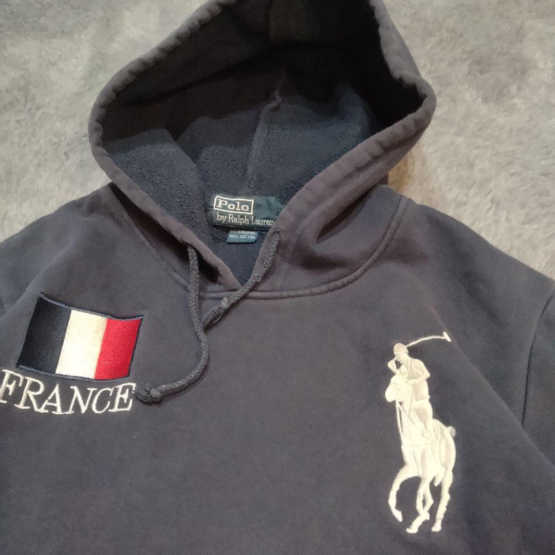 ラルフローレン パーカー ビッグポニー フランス 日本 国旗 刺繍 紺