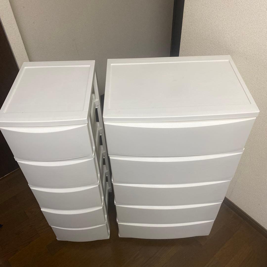 ホワイトチェスト 5段　大小2セット