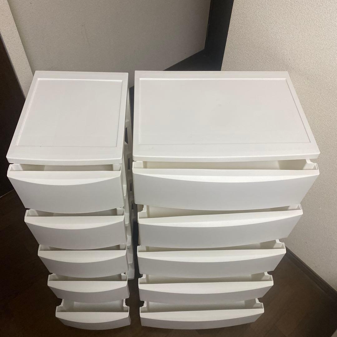 ホワイトチェスト 5段　大小2セット