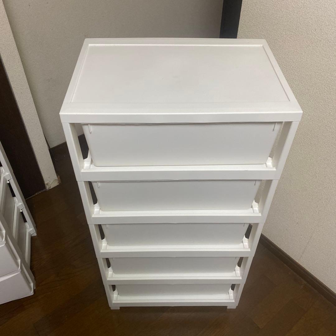 ホワイトチェスト 5段　大小2セット