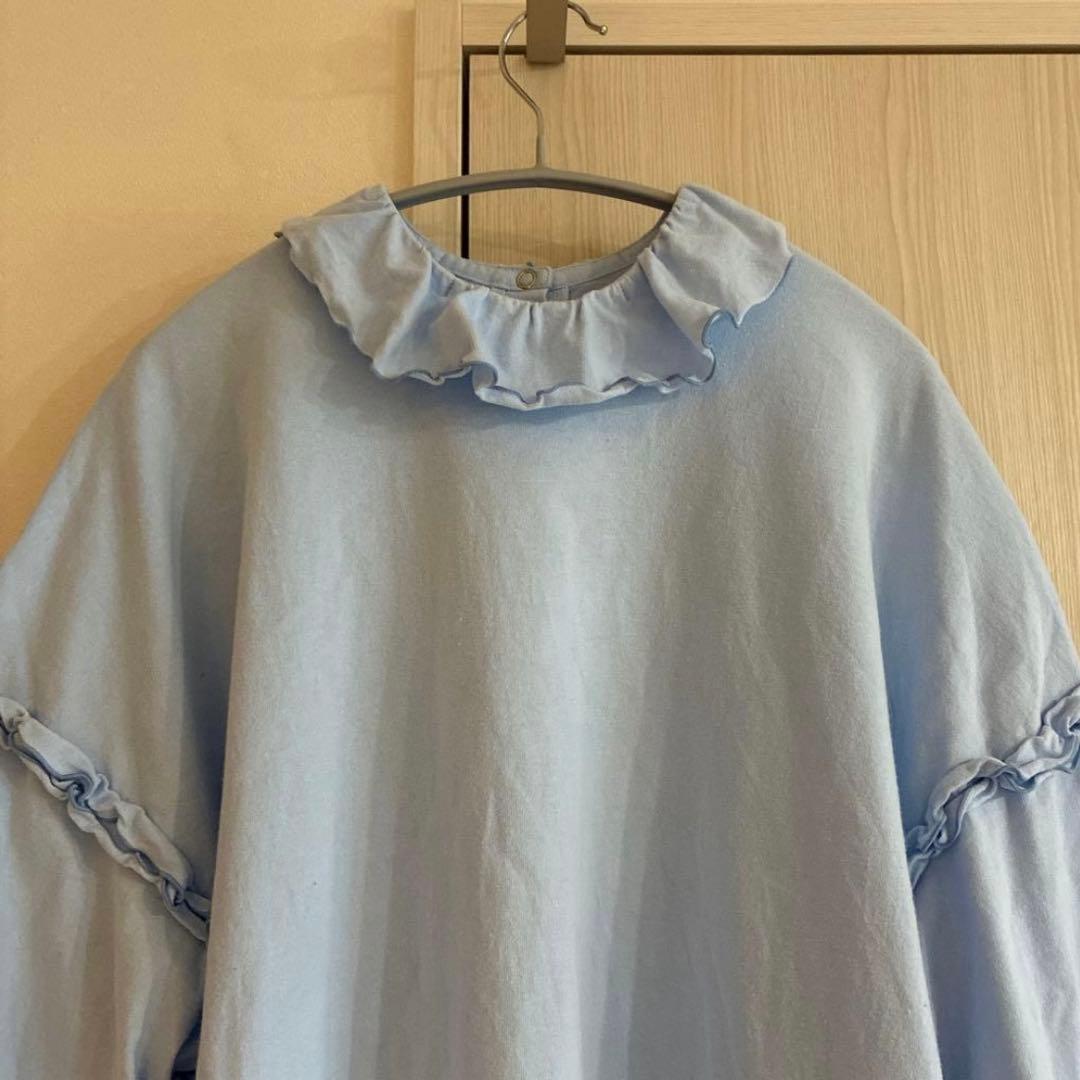 HOLIDAY RUFFLE COLLAR TOPS ライトブルーロンT