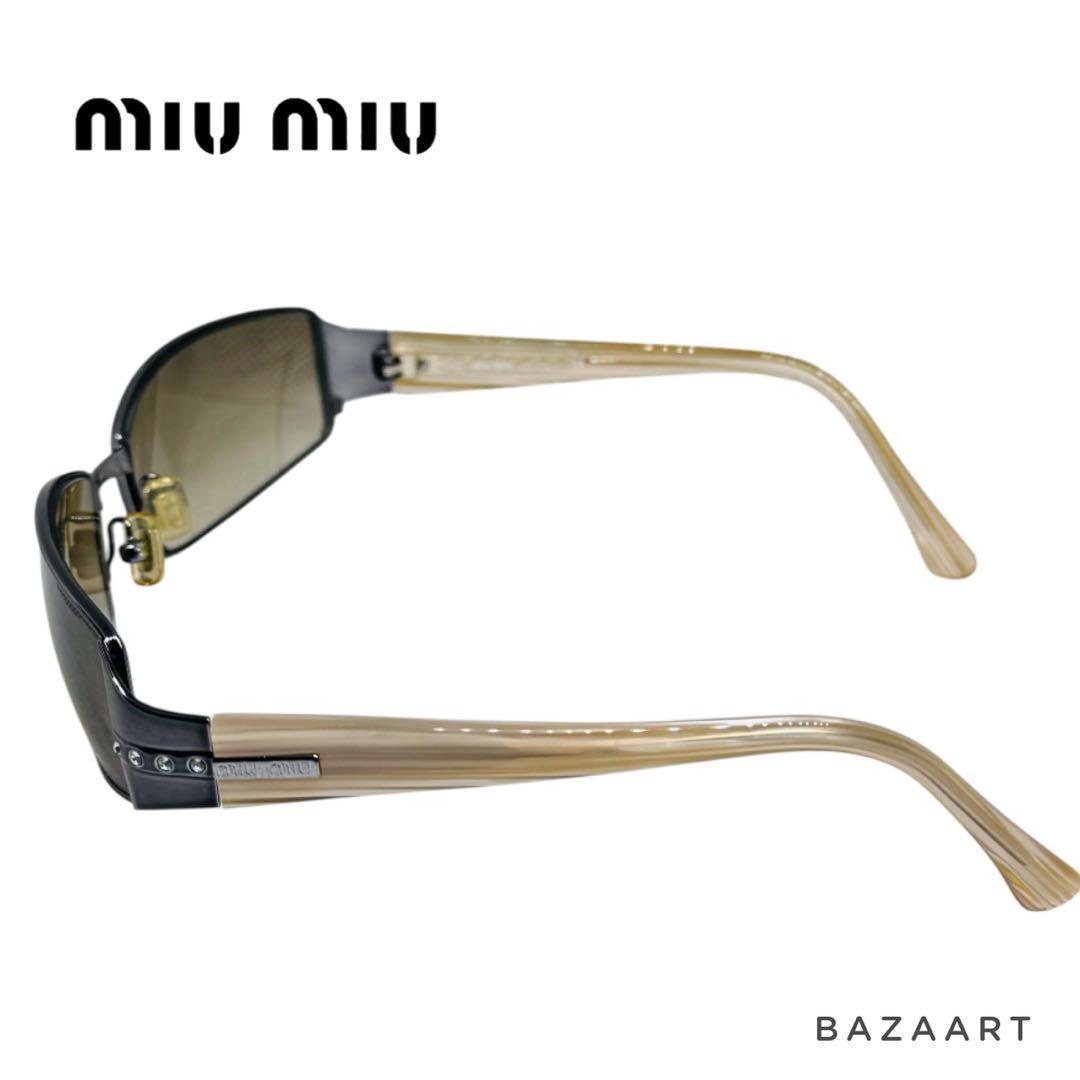 MIU MIU ミュウミュウ サングラス ラインストーン ピンク ブラウン