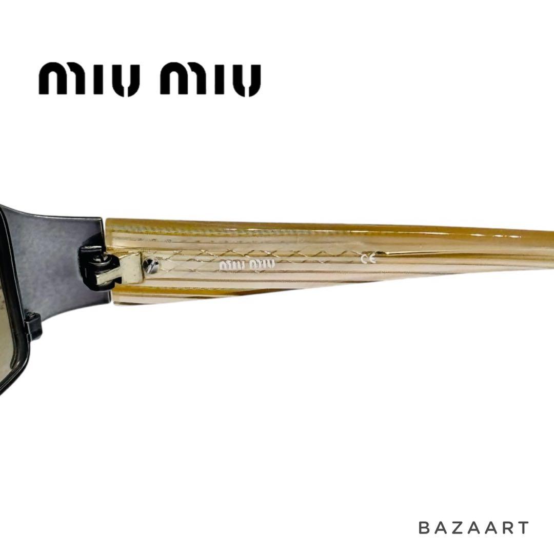 MIU MIU ミュウミュウ サングラス ラインストーン ピンク ブラウン