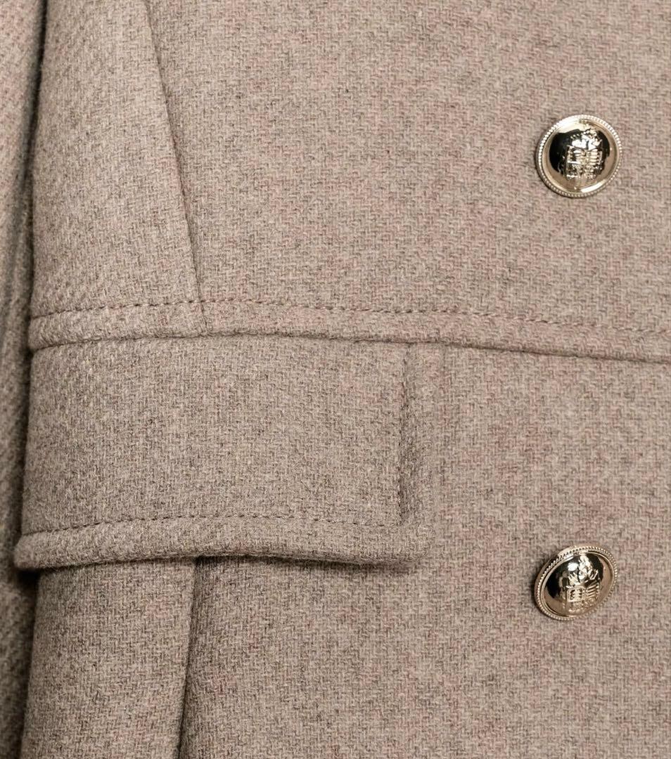 【ZARA】ザラ L ウール混紡 ショート丈ダブルブレストコート ライトミンク