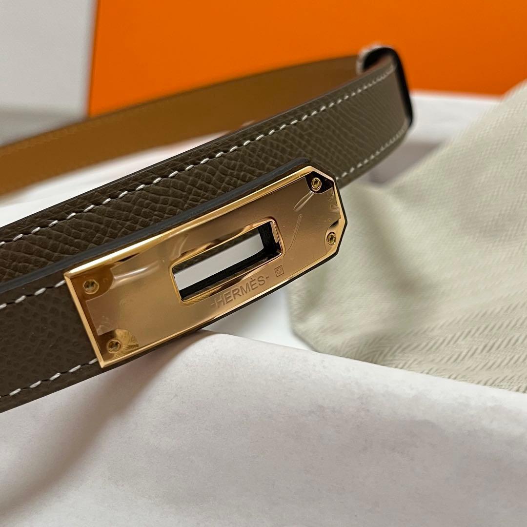 エルメス　ケリーベルト　エトゥープ　ピンクゴールド金具
