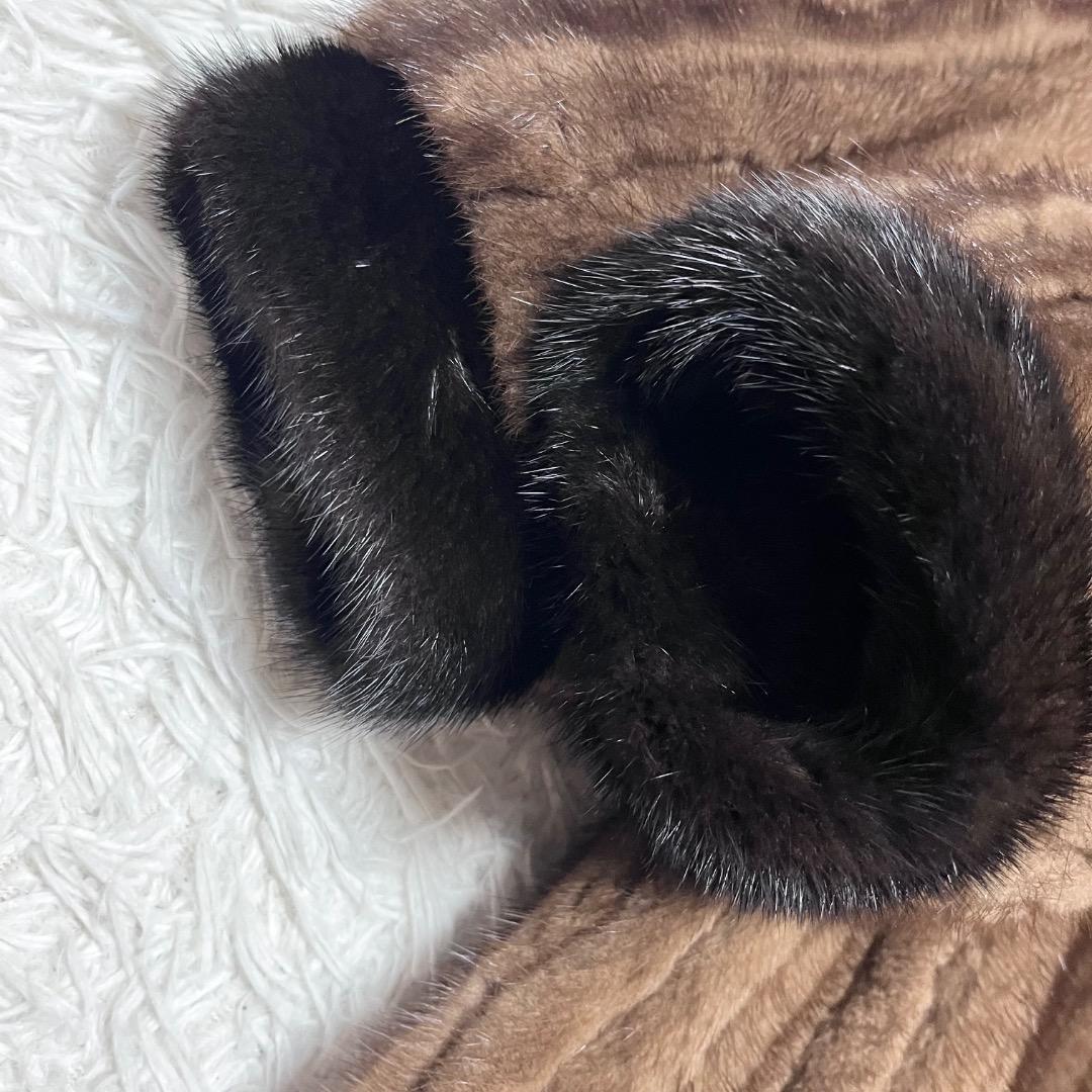 SAGA MINK サガミンク ファートリミング 毛皮コート ショールカラー