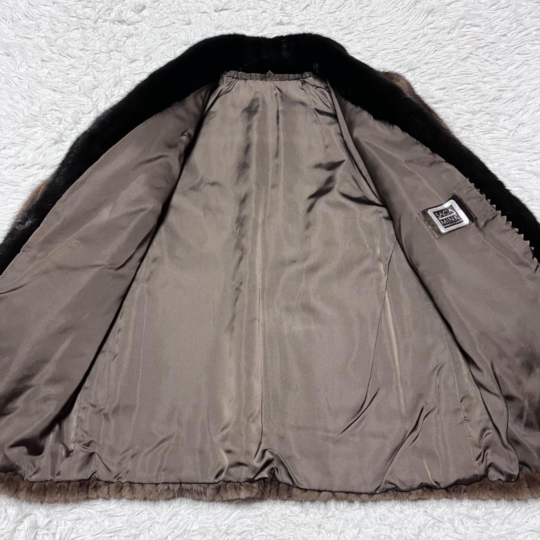 SAGA MINK サガミンク ファートリミング 毛皮コート ショールカラー