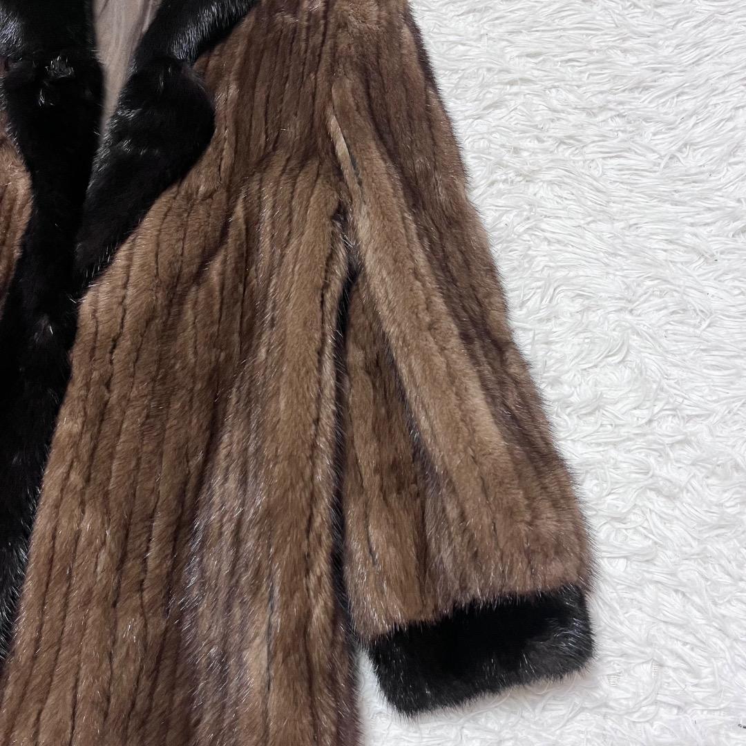 SAGA MINK サガミンク ファートリミング 毛皮コート ショールカラー