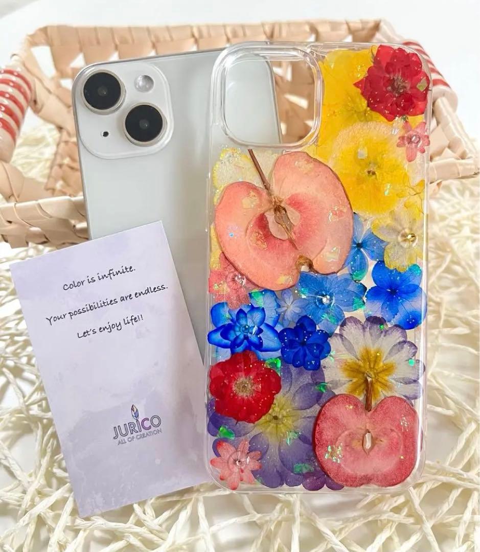 フルオーダーメイドのハンドメイド押し花スマホケース　全機種対応