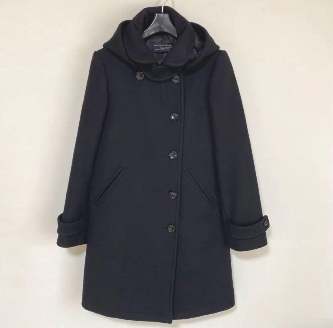 アーバンリサーチドアーズ 38 ショールカラー2WAYロングコート 黒 DMW